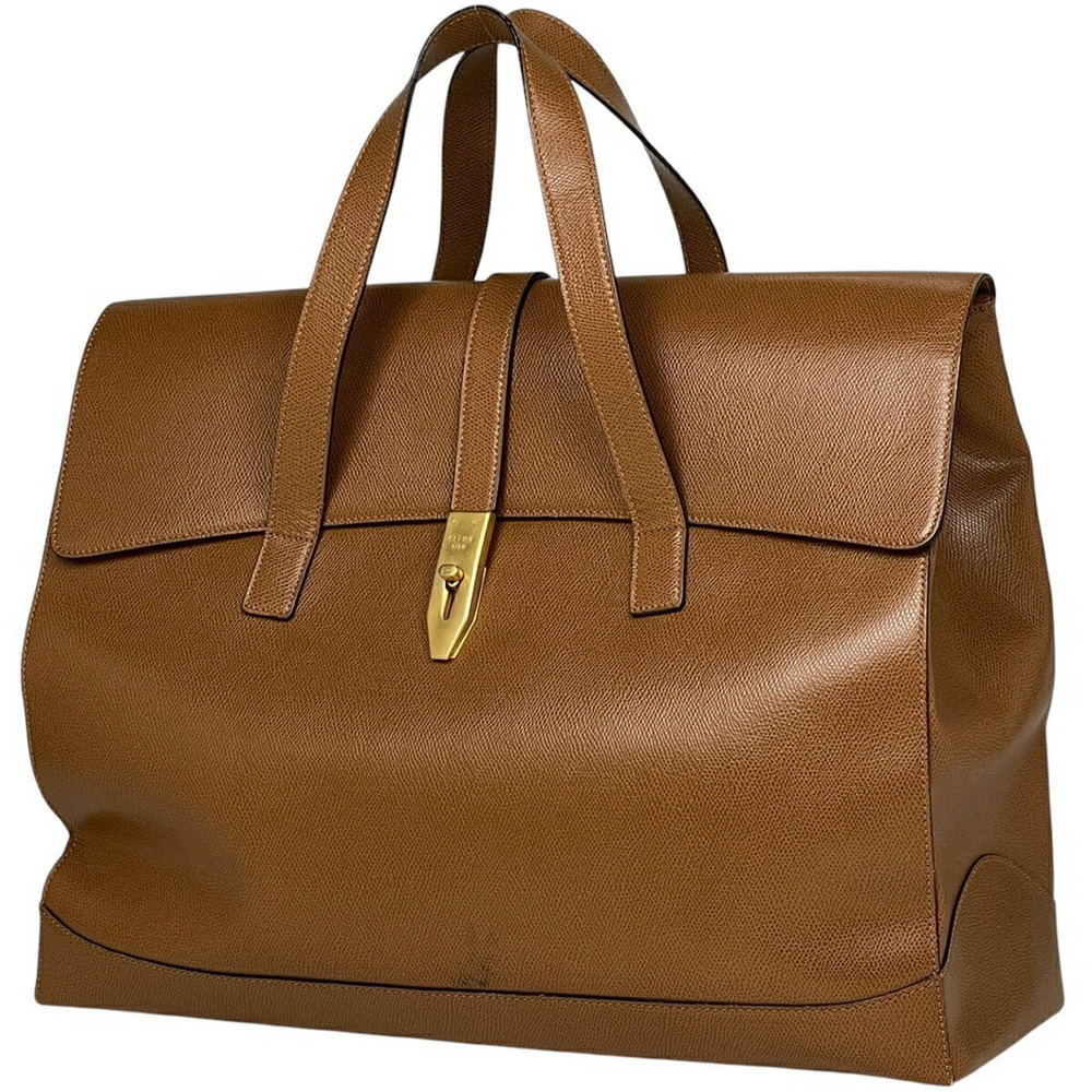 Celine logo handbag tote bag leather brown